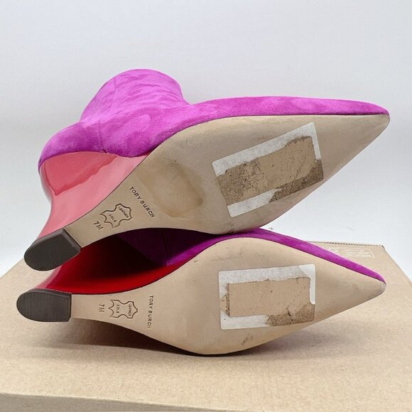 Tory Burch Women's Sculpted Wedge Heel Ankle Boot Bootie Fuchsia Pink Suede US 7 - Picture 10 of 13
